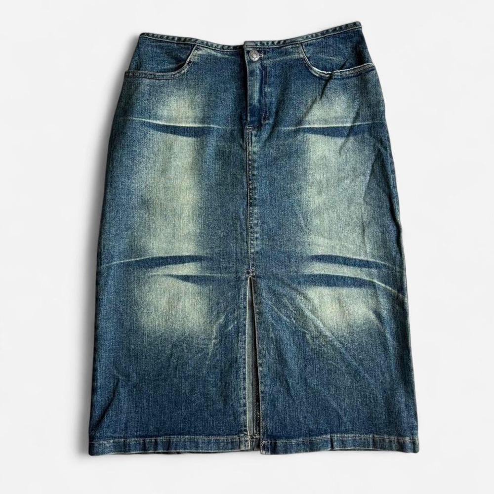 Deadstock Y2K denim midi skirt size large